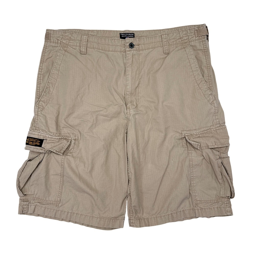 Vintage Polo Ralph Lauren Jeans Co Cargo Shorts Mens Size 38 Tan Ripstop Y2K